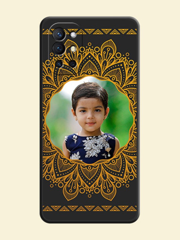 Round Image with Floral Design on Photo on Space Black Soft Matte Mobile Cover - Oneplus 9R 5G