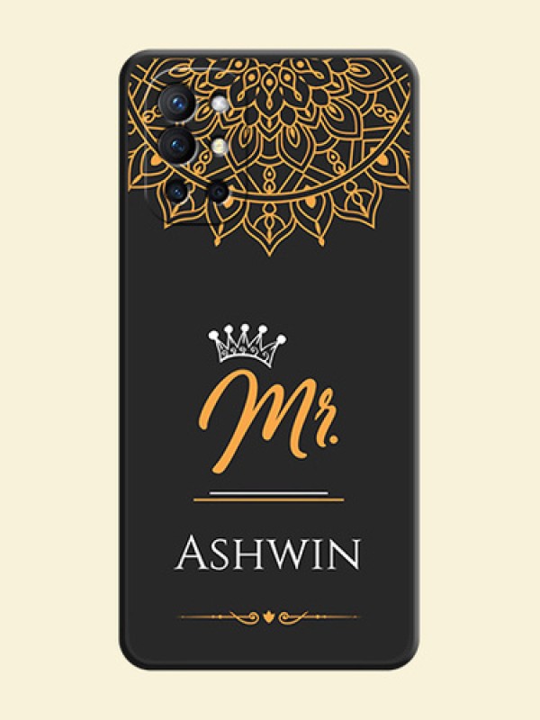 Mr Name with Floral Design  on Personalised Space Black Soft Matte Cases - Oneplus 9R 5G