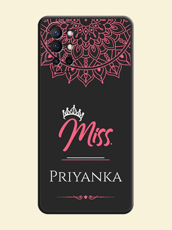 Mrs Name with Floral Design on Space Black Personalized Soft Matte Phone Covers - Oneplus 9R 5G