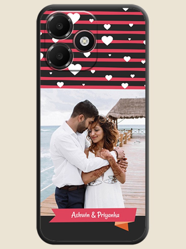 White Color Love Symbols with Pink Lines Pattern On Space Black Custom Soft Matte Mobile Back Cover - OnePlus N6 Lite 4G