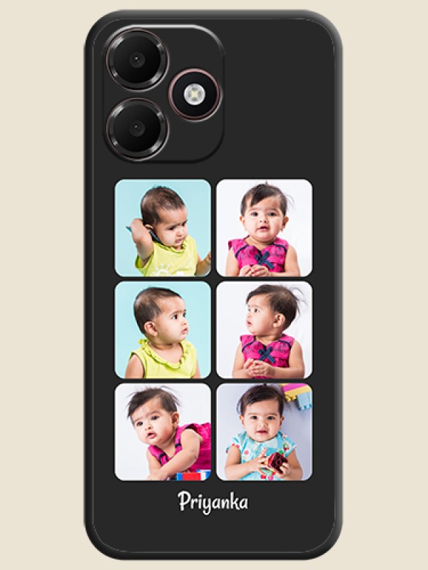 Floral Art with 6 Image Holder on Photo On Space Black Custom Soft Matte Mobile Back Cover - OnePlus N6 Lite 4G