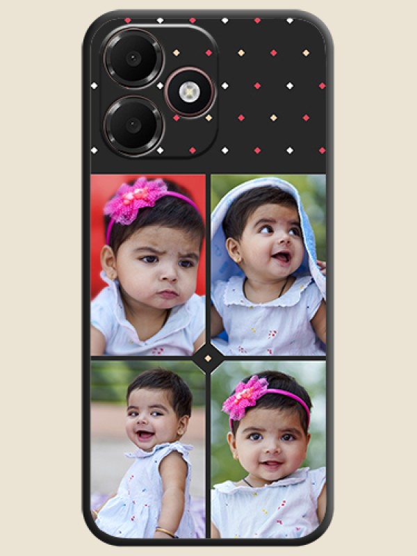 Multicolor Dotted Pattern with 4 Image Holder On Space Black Custom Soft Matte Mobile Back Cover - OnePlus N6 Lite 4G