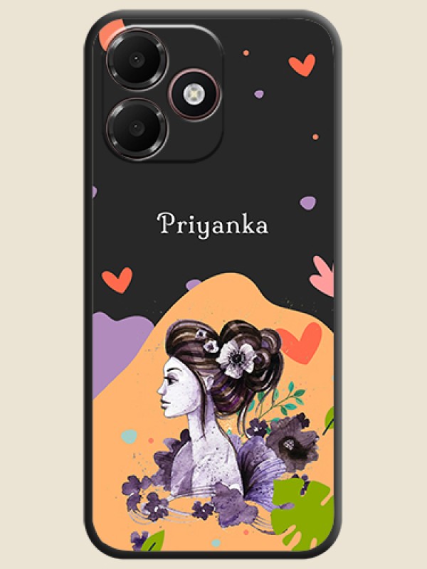 Namecase For Her With Fancy Lady Image On Space Black Custom Soft Matte Mobile Back Cover - OnePlus N6 Lite 4G