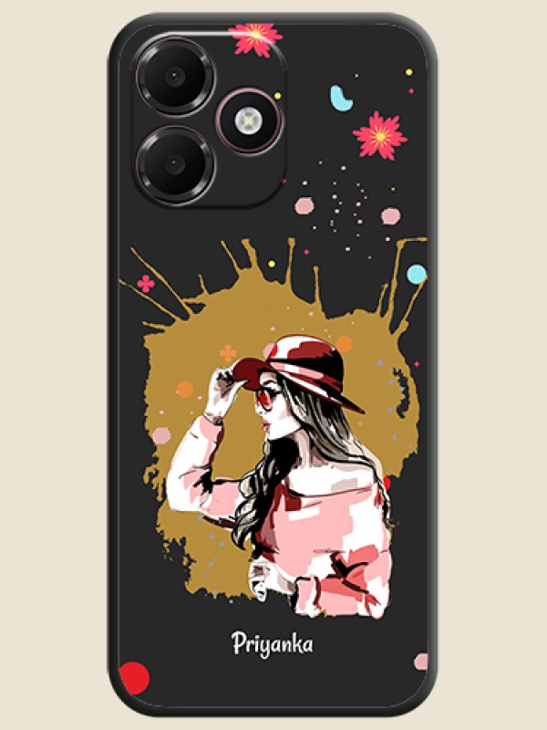 Mordern Lady With Color Splash Background With Custom Text On Space Black Custom Soft Matte Mobile Back Cover - OnePlus N6 Lite 4G