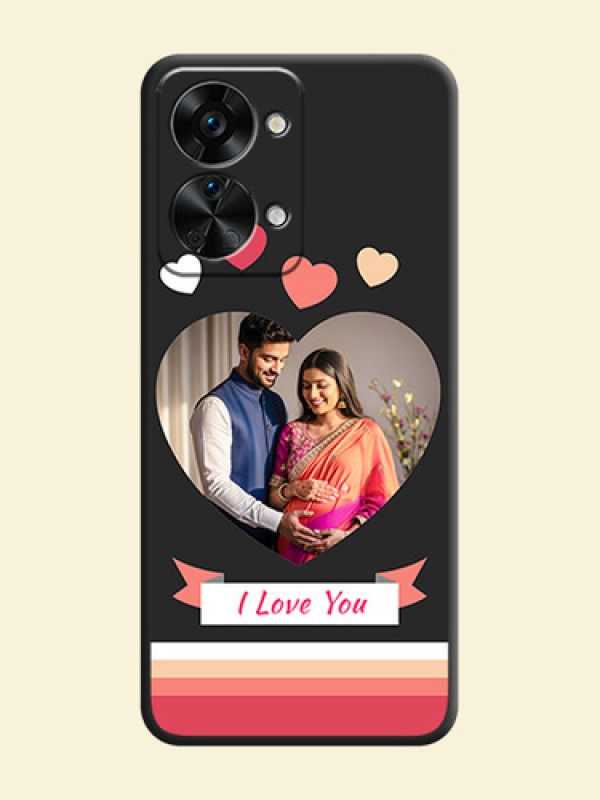 Love Shaped Photo with Colorful Stripes on Personalised Space Black Soft Matte Cases - OnePlus Nord 2T 5G
