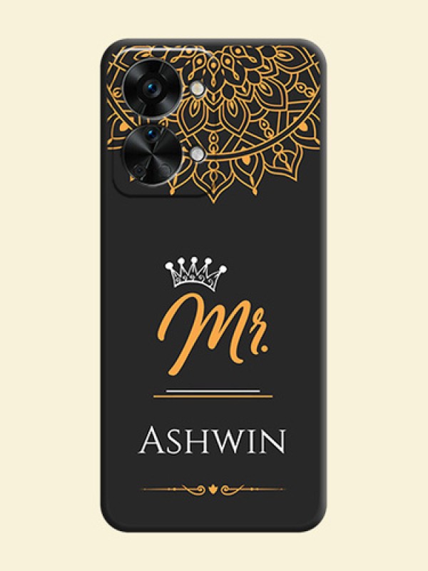 Mr Name with Floral Design  on Personalised Space Black Soft Matte Cases - OnePlus Nord 2T 5G