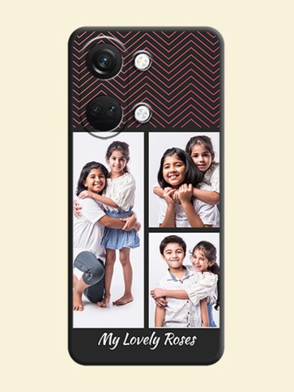 Wave Pattern with 3 Image Holder on Space Black Custom Soft Matte Back Cover - OnePlus Nord 3 5G
