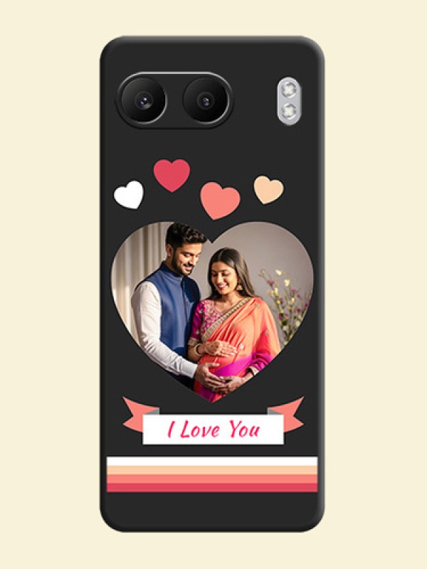 Love Shaped Photo with Colorful Stripes On Space Black Custom Soft Matte Mobile Back Cover - Nord 4 5G