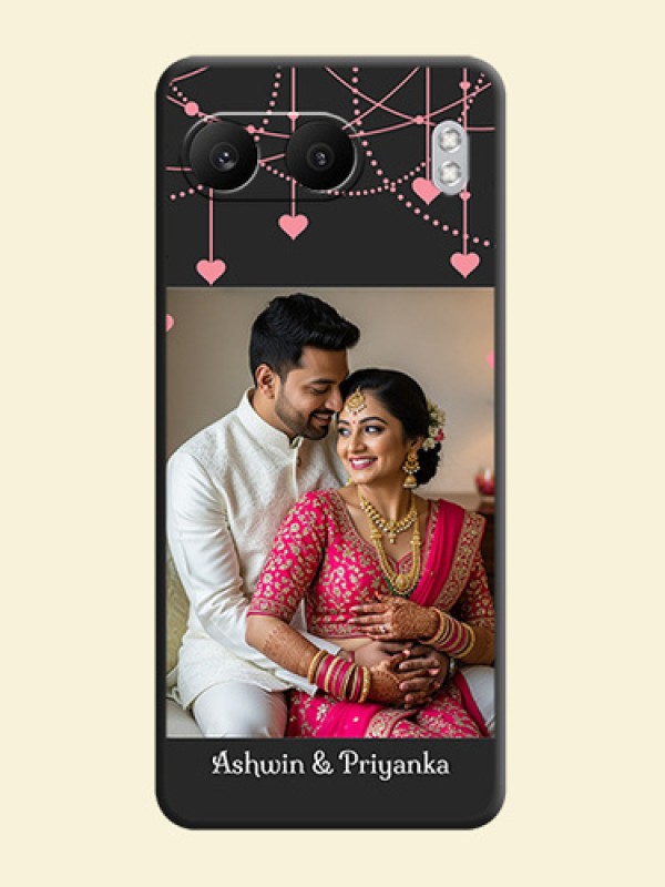 Pink Love Hangings with Text On Space Black Custom Soft Matte Mobile Back Cover - Nord 4 5G