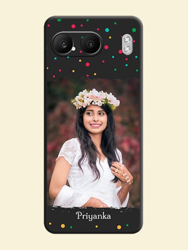 Multicolor Dotted Pattern with Text On Space Black Custom Soft Matte Mobile Back Cover - Nord 4 5G