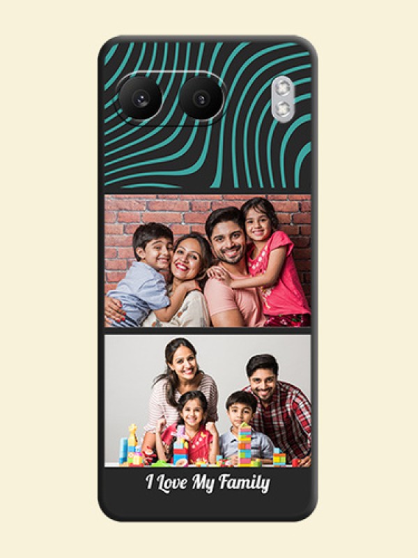 Wave Pattern with 2 Image Holder On Space Black Custom Soft Matte Mobile Back Cover - Nord 4 5G