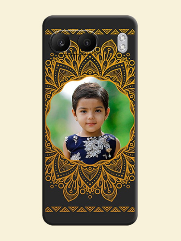 Round Image with Floral Design On Space Black Custom Soft Matte Mobile Back Cover - Nord 4 5G