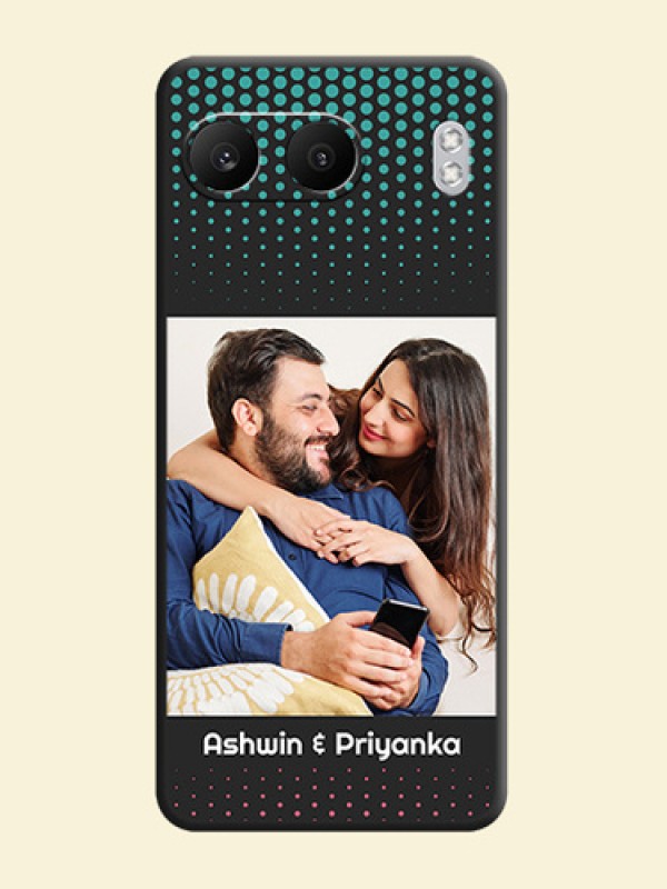 Faded Dots with Grunge Photo Frame and Text On Space Black Custom Soft Matte Mobile Back Cover - Nord 4 5G