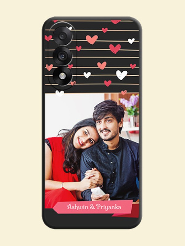 Love Pattern with Name on Pink Ribbon on Photo On Space Black Custom Soft Matte Mobile Back Cover - OnePlus Nord 5 5G