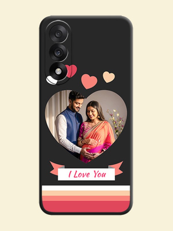 Love Shaped Photo with Colorful Stripes On Space Black Custom Soft Matte Mobile Back Cover - OnePlus Nord 5 5G