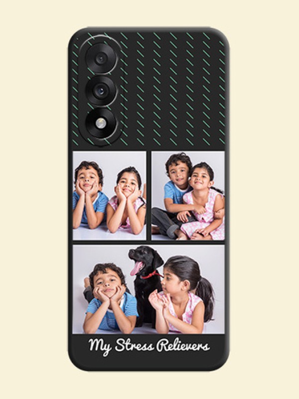 Cross Dotted Pattern with 2 Image Holder On Space Black Custom Soft Matte Mobile Back Cover - OnePlus Nord 5 5G