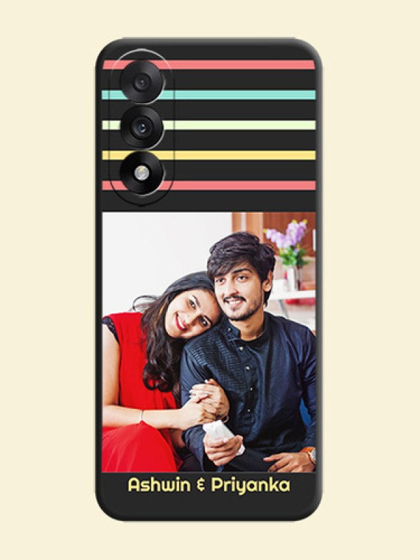 Color Stripes with Photo and Text on Photo On Space Black Custom Soft Matte Mobile Back Cover - OnePlus Nord 5 5G