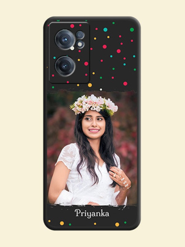 Multicolor Dotted Pattern with Text on Space Black Custom Soft Matte Phone Back Cover - OnePlus Nord CE 2 5G