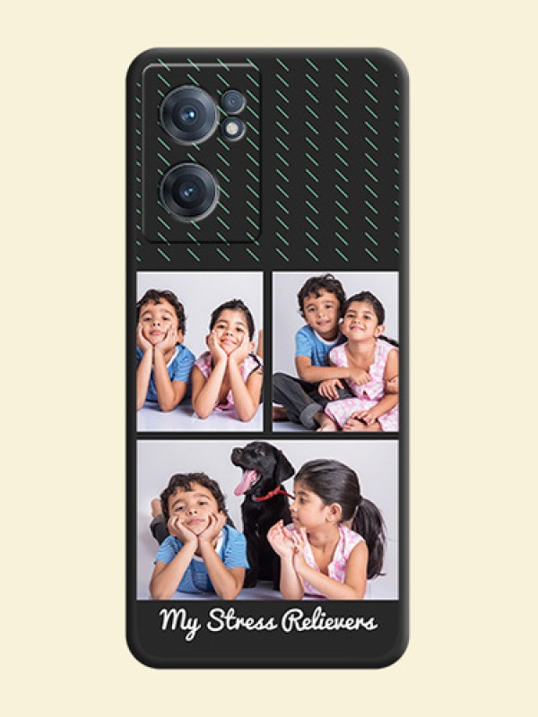 Cross Dotted Pattern with 2 Image Holder  on Personalised Space Black Soft Matte Cases - OnePlus Nord CE 2 5G
