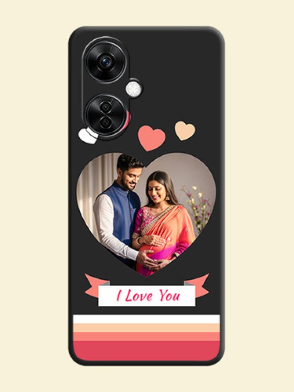 Love Shaped Photo with Colorful Stripes on Personalised Space Black Soft Matte Cases - Nord CE 3 Lite 5G