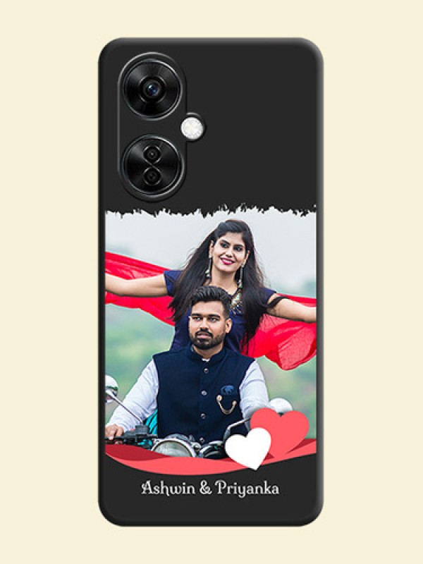 Pin Color Love Shaped Ribbon Design with Text on Space Black Custom Soft Matte Phone Back Cover - Nord CE 3 Lite 5G