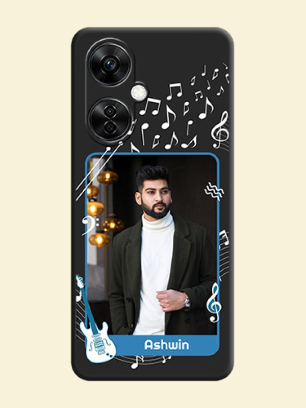 Musical Theme Design with Text on Photo on Space Black Soft Matte Mobile Case - Nord CE 3 Lite 5G