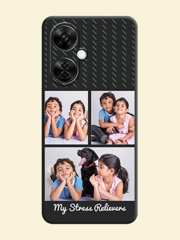 Cross Dotted Pattern with 2 Image Holder  on Personalised Space Black Soft Matte Cases - Nord CE 3 Lite 5G