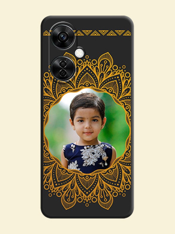 Round Image with Floral Design on Photo on Space Black Soft Matte Mobile Cover - Nord CE 3 Lite 5G