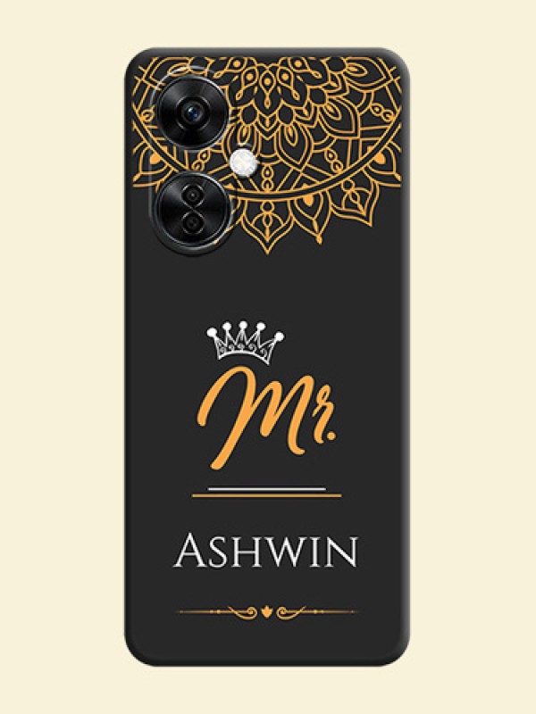 Mr Name with Floral Design  on Personalised Space Black Soft Matte Cases - Nord CE 3 Lite 5G