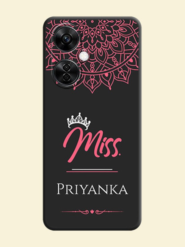 Mrs Name with Floral Design on Space Black Personalized Soft Matte Phone Covers - Nord CE 3 Lite 5G