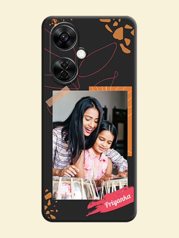 Orange Photo Frame on Space Black Custom Soft Matte Phone Back Cover - Nord CE 3 Lite 5G