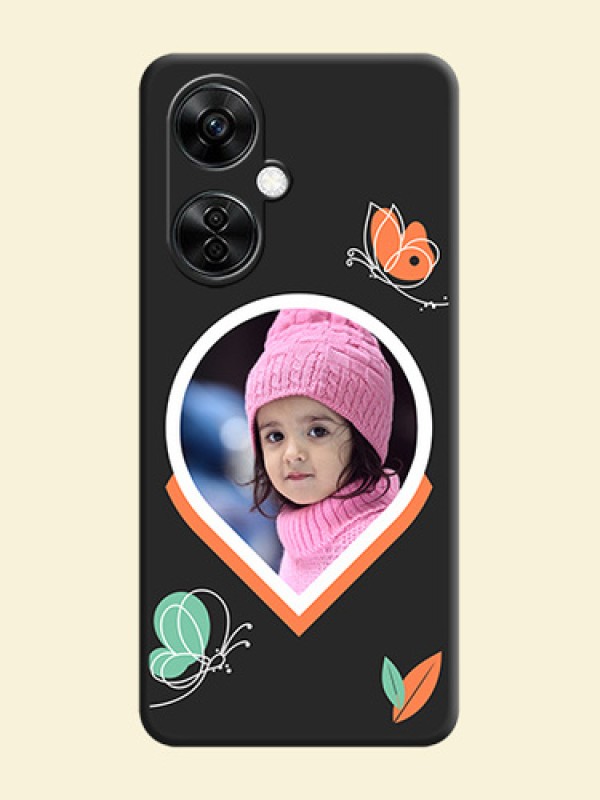 Upload Pic With Simple Butterly Design On Space Black Personalized Soft Matte Phone Covers -Oneplus Nord Ce 3 Lite 5G