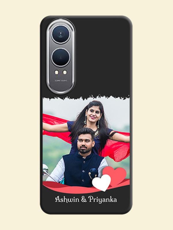 Pin Color Love Shaped Ribbon Design with Text On Space Black Custom Soft Matte Mobile Back Cover - OnePlus Nord CE 4 Lite 5G