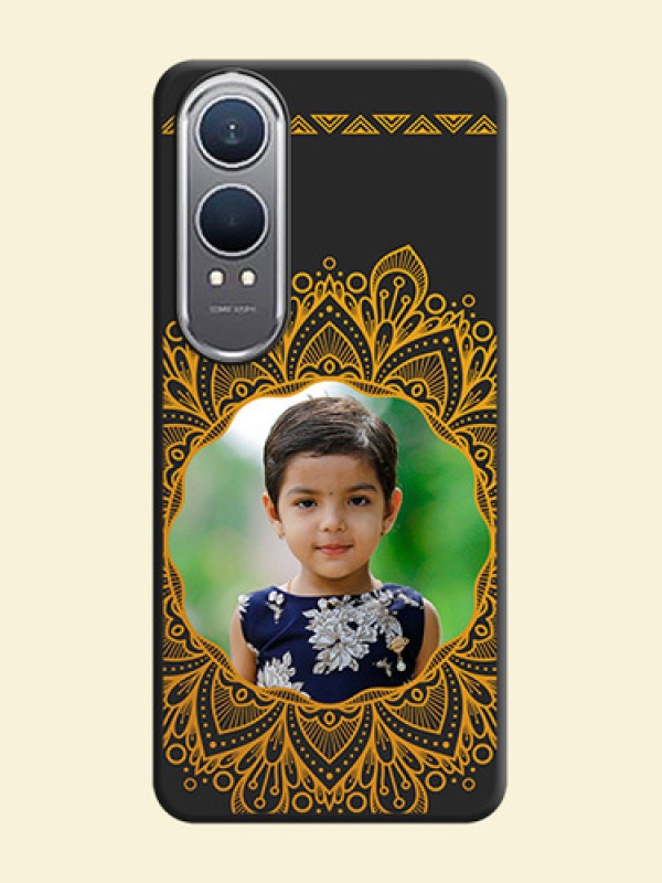 Round Image with Floral Design On Space Black Custom Soft Matte Mobile Back Cover - OnePlus Nord CE 4 Lite 5G