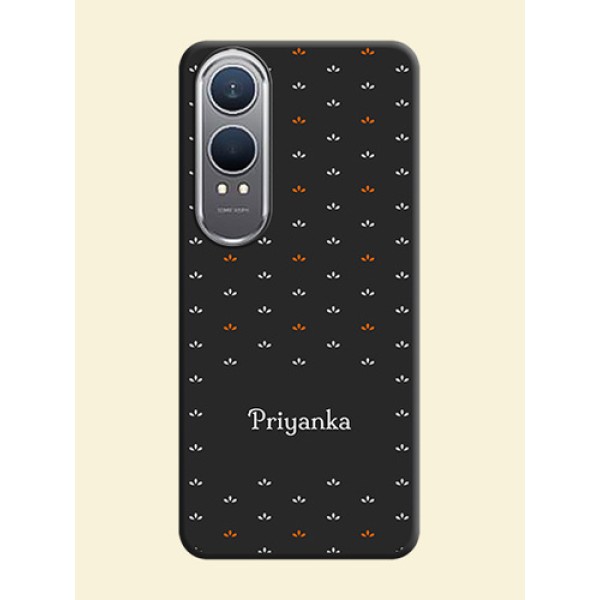 Simple Pattern With Custom Text On Space Black Custom Soft Matte Mobile Back Cover - OnePlus Nord CE 4 Lite 5G
