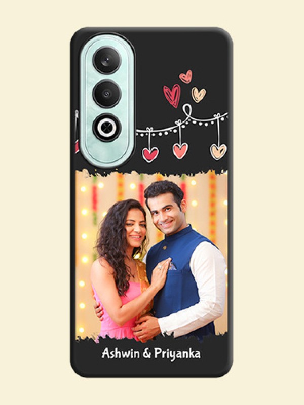 Pink Love Hangings with Name on Space Black Custom Soft Matte Phone Cases - OnePlus Nord CE 4