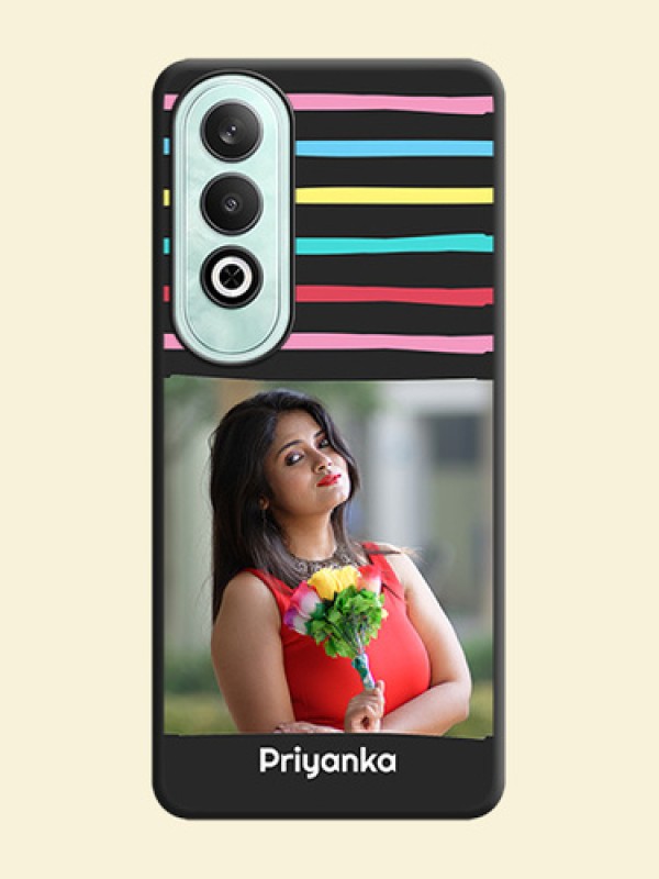 Multicolor Lines with Image on Space Black Personalized Soft Matte Phone Covers - OnePlus Nord CE 4