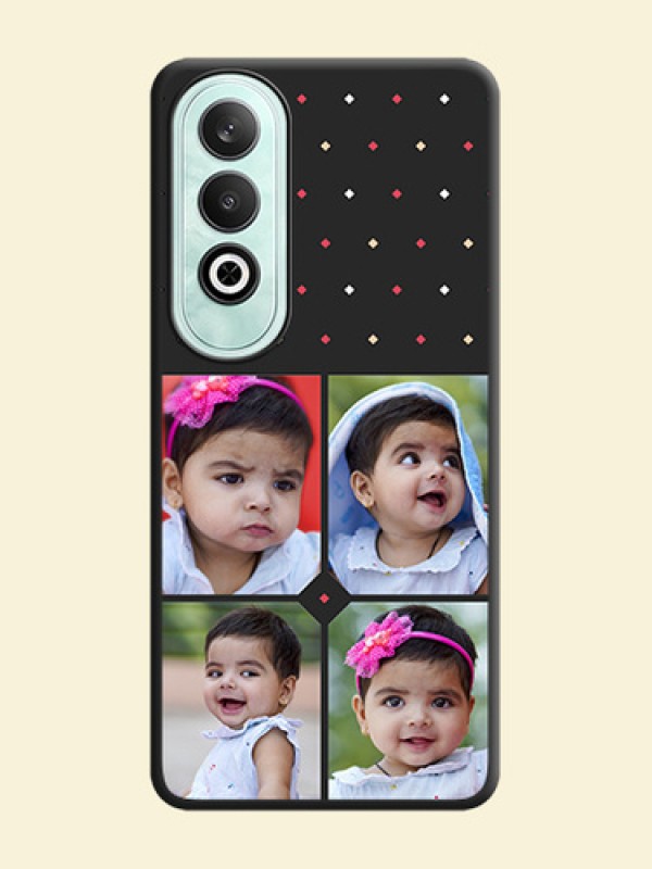 Multicolor Dotted Pattern with 4 Image Holder on Space Black Custom Soft Matte Phone Cases - OnePlus Nord CE 4