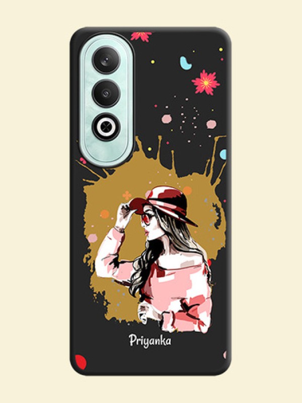 Mordern Lady With Color Splash Background With Custom Text On Space Black Personalized Soft Matte Phone Covers - OnePlus Nord CE 4