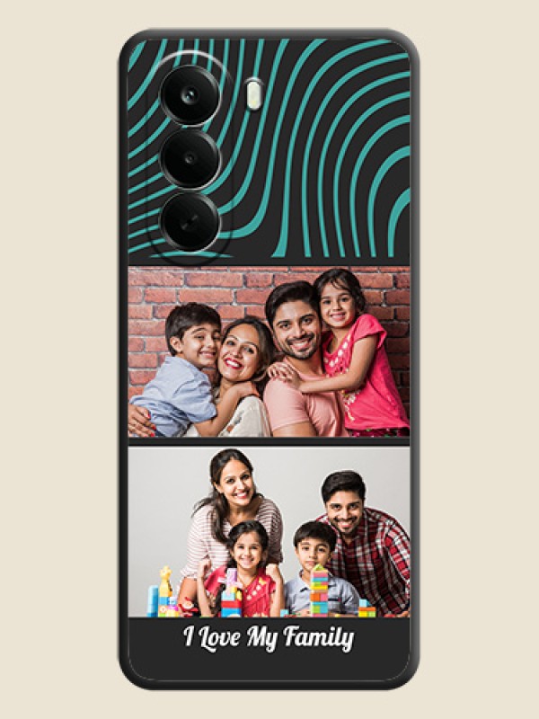 Wave Pattern with 2 Image Holder On Space Black Custom Soft Matte Mobile Back Cover - Oneplus Nord CE 6 Lite 5G