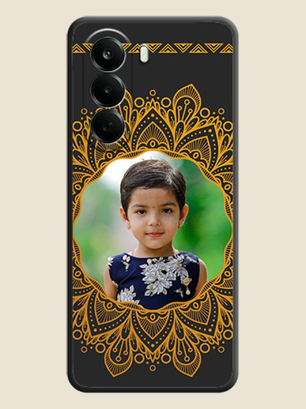Round Image with Floral Design On Space Black Custom Soft Matte Mobile Back Cover - Oneplus Nord CE 6 Lite 5G