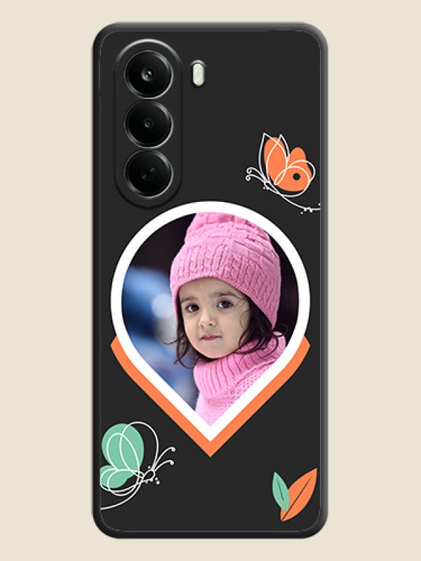 Upload Pic With Simple Butterly Design On Space Black Custom Soft Matte Mobile Back Cover - Oneplus Nord CE 6 Lite 5G