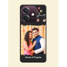 Pink Love Hangings with Name On Space Black Custom Soft Matte Mobile Back Cover - Oppo A3 5G