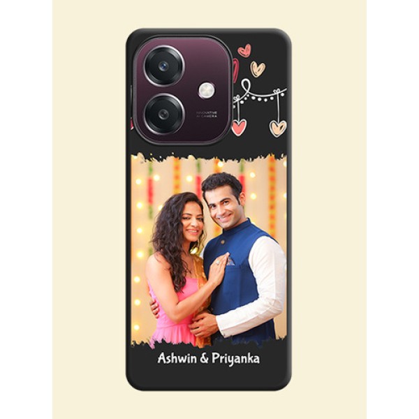 Pink Love Hangings with Name On Space Black Custom Soft Matte Mobile Back Cover - Oppo A3 5G Pink Love Hangings with Name On Space Black Custom Soft Matte Mobile Back Cover - Oppo A3 5G