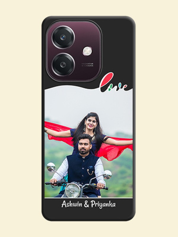 Fall in Love Pattern with Picture on Photo On Space Black Custom Soft Matte Mobile Back Cover - Oppo A3 5G