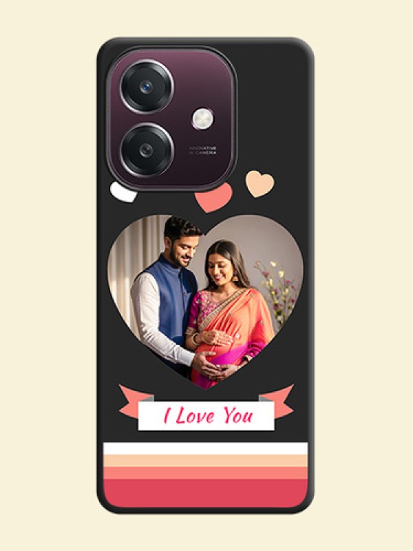Love Shaped Photo with Colorful Stripes On Space Black Custom Soft Matte Mobile Back Cover - Oppo A3 5G