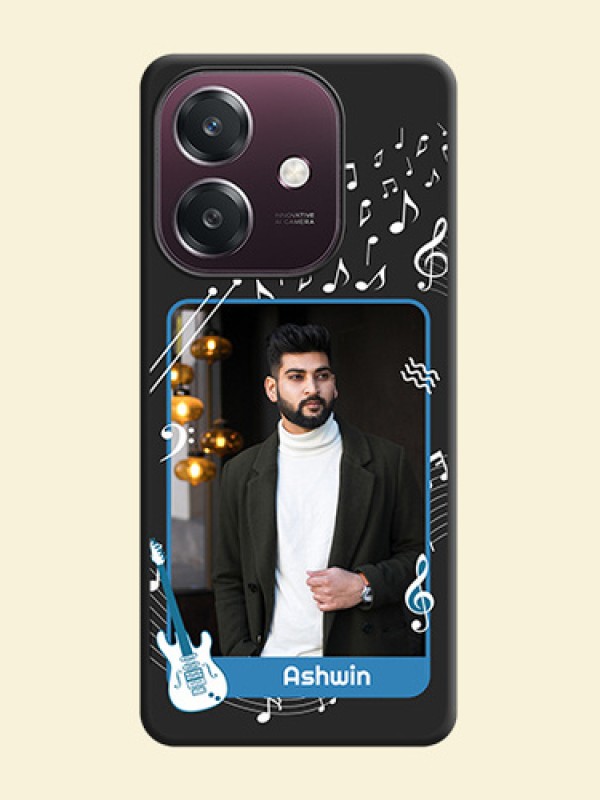 Musical Theme Design with Text on Photo On Space Black Custom Soft Matte Mobile Back Cover - Oppo A3 5G