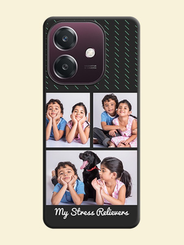 Cross Dotted Pattern with 2 Image Holder On Space Black Custom Soft Matte Mobile Back Cover - Oppo A3 5G