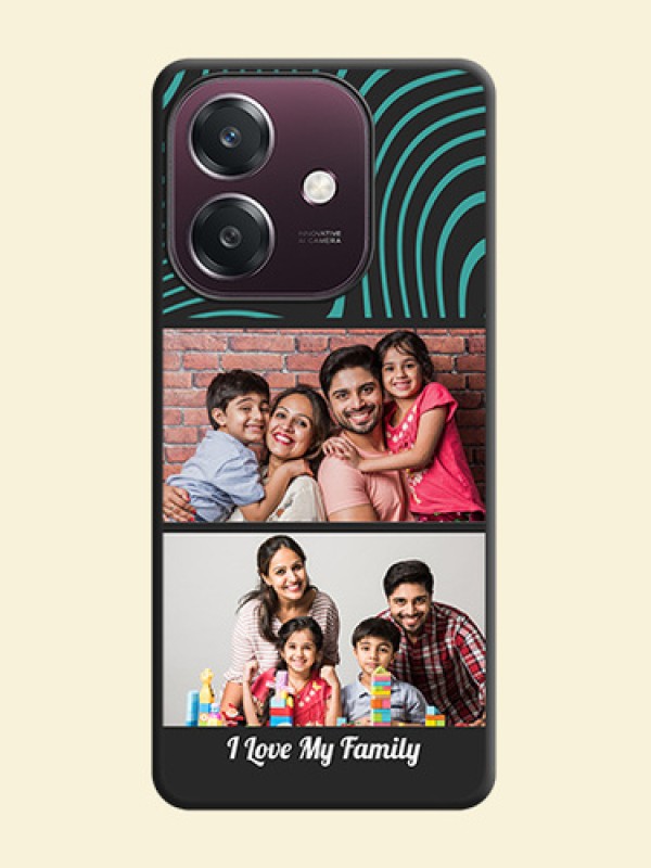 Wave Pattern with 2 Image Holder On Space Black Custom Soft Matte Mobile Back Cover - Oppo A3 5G