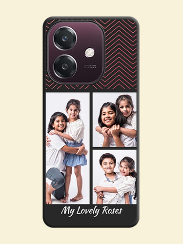 Wave Pattern with 3 Image Holder On Space Black Custom Soft Matte Mobile Back Cover - Oppo A3 5G